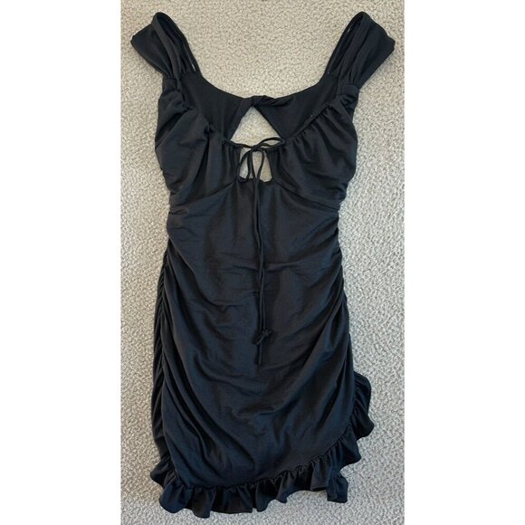 Urban Outfitters Eve Mini Dress Milkmaid Defined Bust Ruffles - Picture 1 of 16